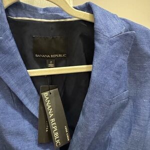 Banana Republic Royal Blue Linen-Blend Blazer